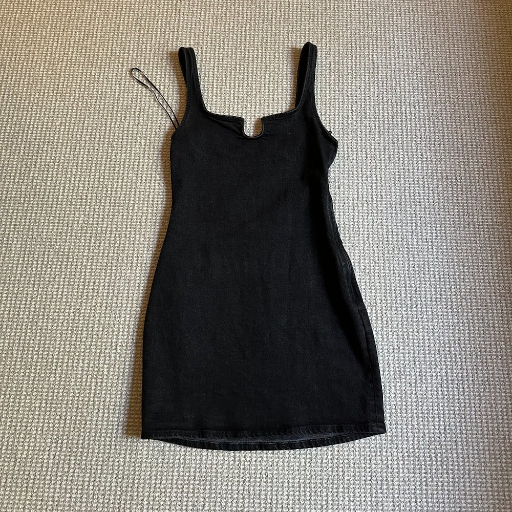 Black Zara Denim Mini Bodycon Dress Size XS